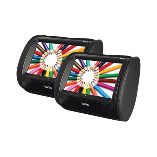Axis 9 Inch LCD Twin Headrest Entertainment Package with Built-In DVD-CD Player