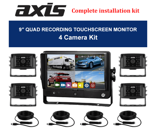 9-inch QUAD RECORDING TOUCHSCREEN MONITOR-4 Camera Kit