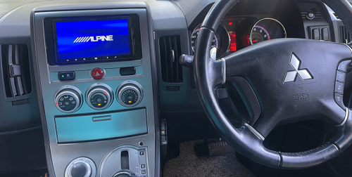 Alpine headunit with reverse camera installed on Mitsubishi Delica_