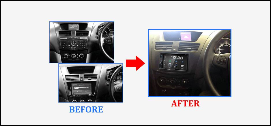 Before-after-Kenwood DDX419BT_DDX4019BT for Mazda BT50 2012-2017 Car Stereo Upgrade
