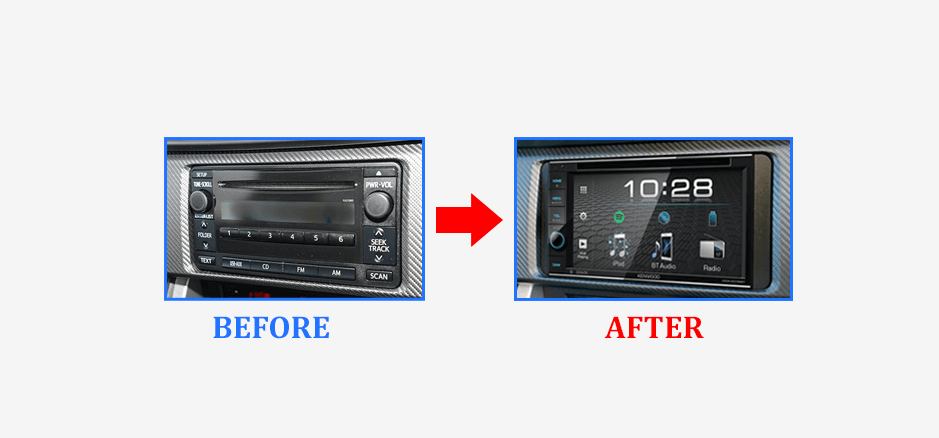 Before-after-Kenwood DDX419BT_DDX4019BT for Subaru BRZ 2012-2016 Car Stereo Upgrade