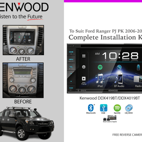 Kenwood 4019/419BT for Ford Ranger PJ PK 2006 to 2011 Stereo Upgrade