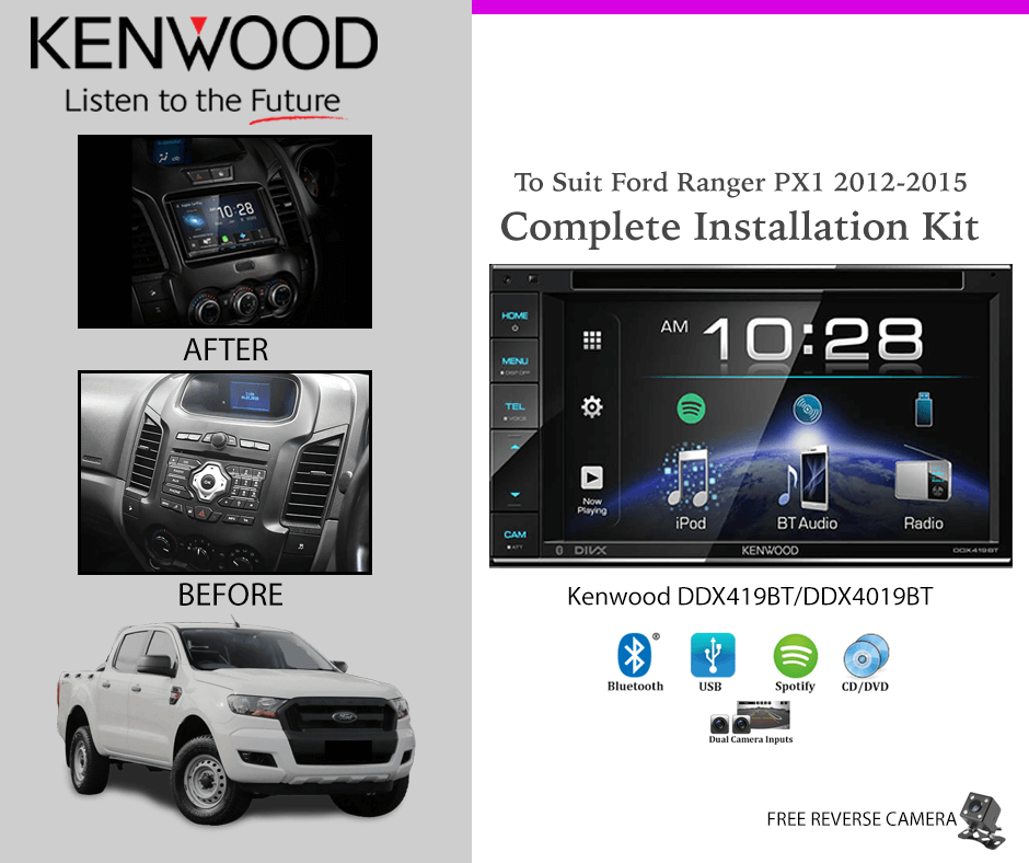 Kenwood 4019/419BT for Ford Ranger PX1 2012 to 2015 Car Stereo Upgrade
