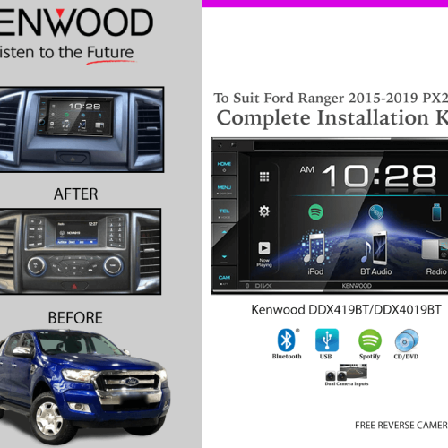 Kenwood DDX419BT_4019BT for Ford Ranger 2015-2019 PX2-PX3 Car Stereo Upgrade