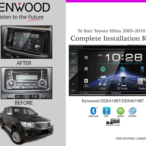 Kenwood DDX419BT/DDX4019BT To Suit Toyota Hilux 2005-2010 Stereo Upgrade