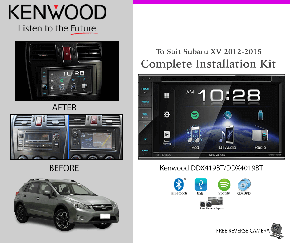Kenwood DDX419BT_DDX4019BT for Subaru XV 2012-2015 Car Stereo Upgrade
