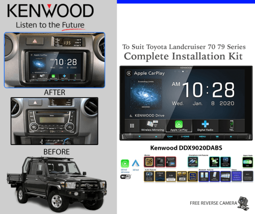 Kenwood DDX9020DABS Stereo Upgrade To Suit Toyota Landcruiser 70 79 Series