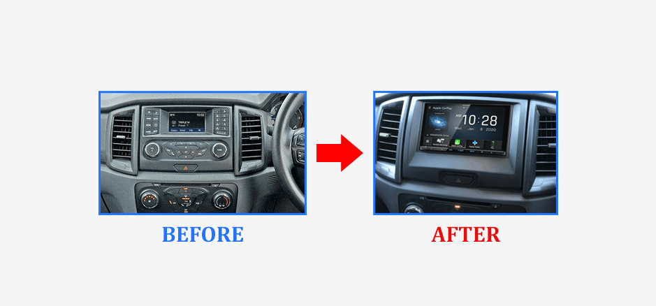 before-after-Kenwood DDX9020DABS for Ford Ranger 2015-2019 PX2-PX3 Car Stereo Upgrade