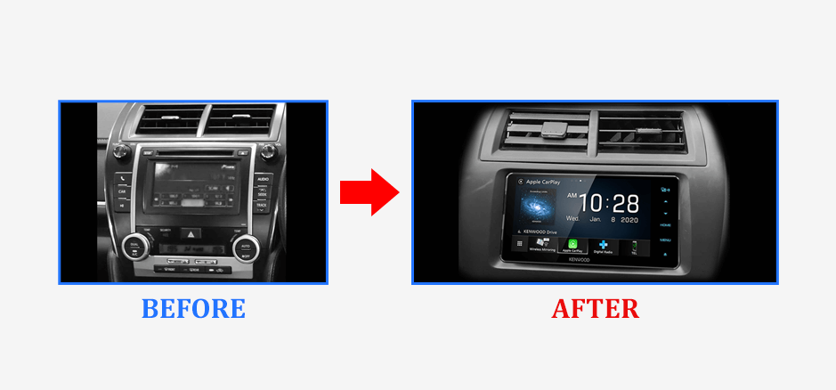 before-after-Stereo Upgrade To Suit Toyota Camry 2012-2017