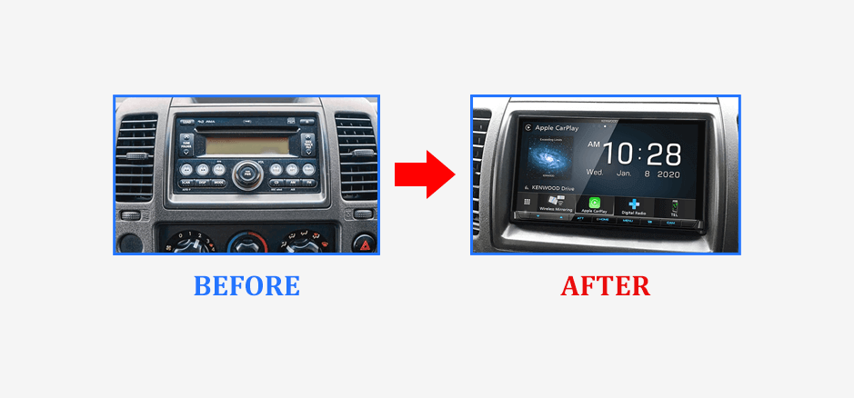 before-after-kenwood-ddx9020dabs-for-nissan-navara-2007-2015-d40-stereo-upgrade