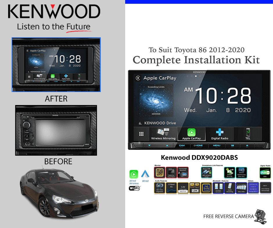 Kenwood DDX9020DABS Car Stereo Upgrade To Suit Toyota 86 2012-2020