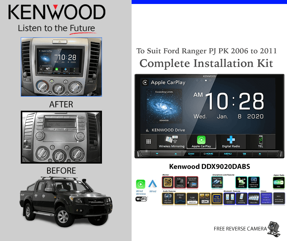 Kenwood DDX9020DABS for Ford Ranger PJ PK 2006 to 2011 Stereo Upgrade
