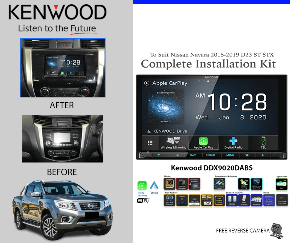 Kenwood DDX9020DABS for Nissan Navara 2015-2019 D23 ST STX Stereo Upgrade