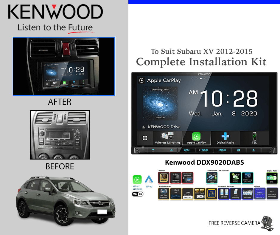 Kenwood DDX9020DABS for Subaru XV 2012-2015 Car Stereo Upgrade