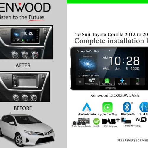 Kenwood DDX920WDABS Car Stereo Upgrade To Suit Toyota Corolla 2012-2015 Hatch