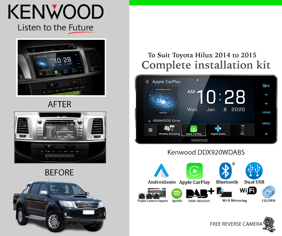 Kenwood DDX920WDABS Car Stereo Upgrade To Suit Toyota Hilux 2014 to 2015