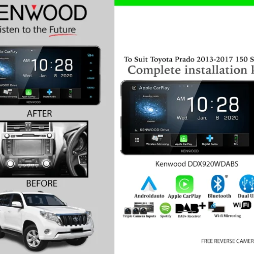 Kenwood DDX920WDABS Car Stereo Upgrade To Suit Toyota Prado 2013-2017 150 Series