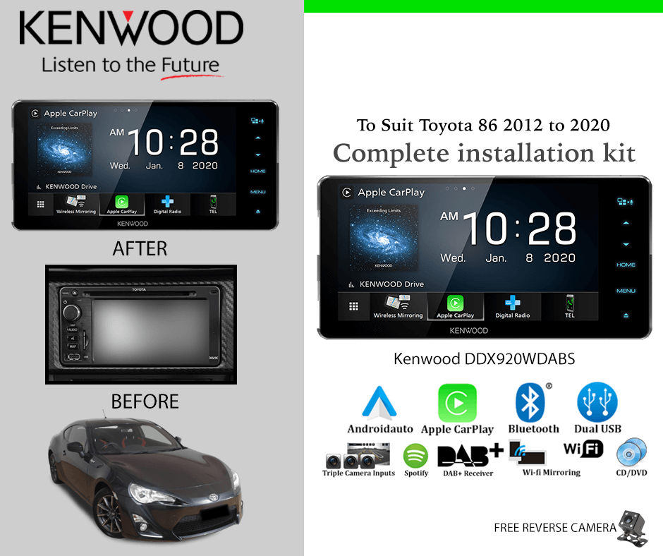 Kenwood DDX920WDABS for Toyota 86 2012 to 2020 - Car Stereo Upgrade