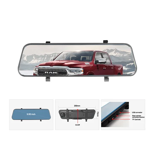 Car Rearview Mirror Kit - Front & Rear DVR Recording