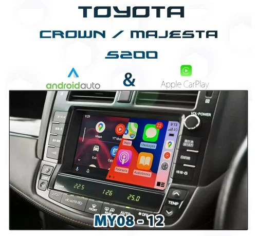 [2008 - 2012] Toyota Crown / Majesta S200 / URS206 - Apple CarPlay & Android Auto Integration All in one type *Plug and Play
