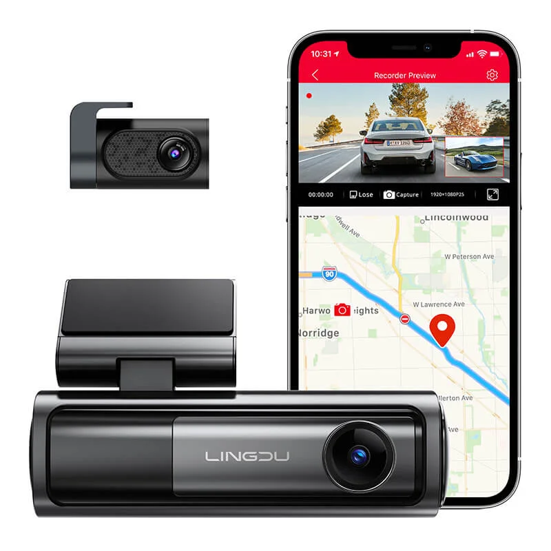 LD Silver 5G WiFi Dash Camera Front and Rear